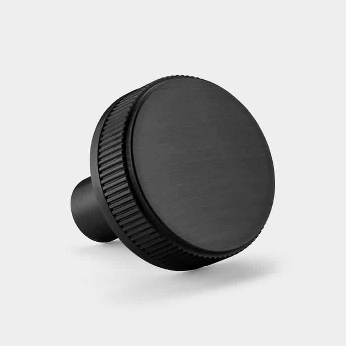 Black Brass Linear Door Knobs with Tip In Black
