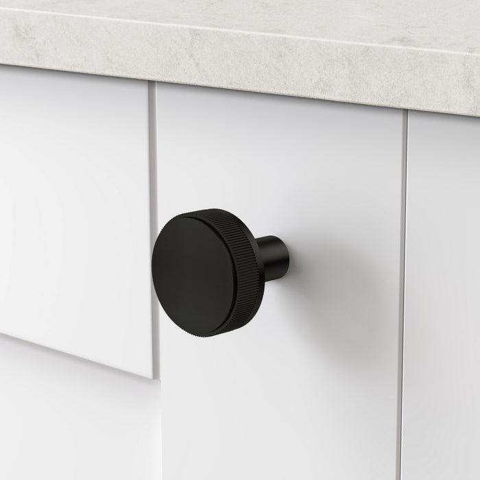 Black Brass Linear Door Knobs with Tip In Black – product view 2