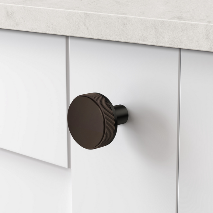 Black Brass Linear Door Knobs with Tip In Bronze – product view 2