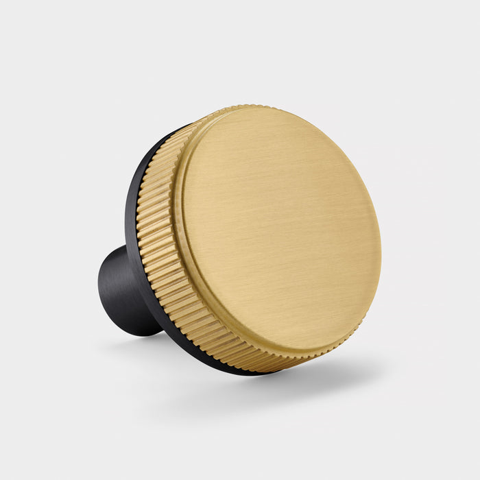 Black Brass Linear Door Knobs with Tip In Gold