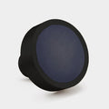 Black & Leather Round Door Knobs in Blue