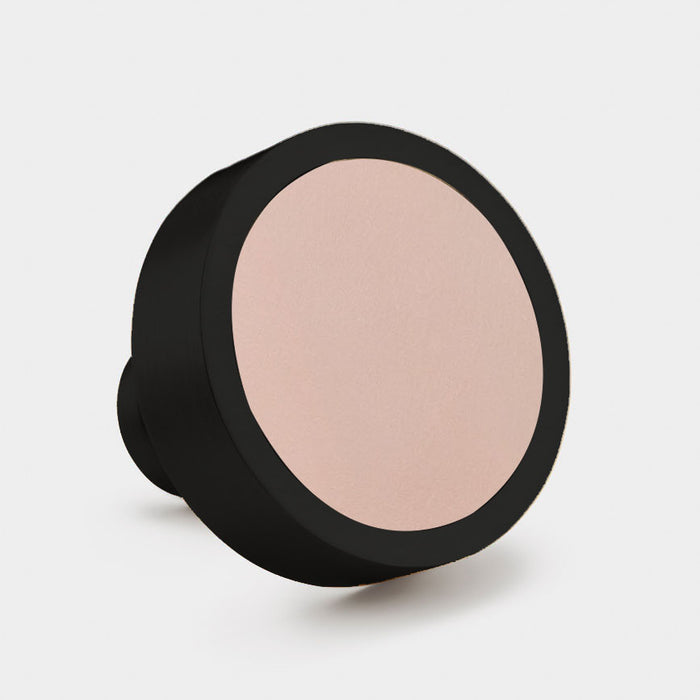 Black & Leather Round Door Knobs in Pink