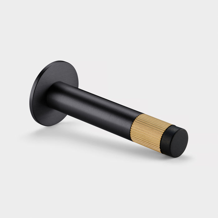 Black Linear Wall Mounted Door Stop in Gold
