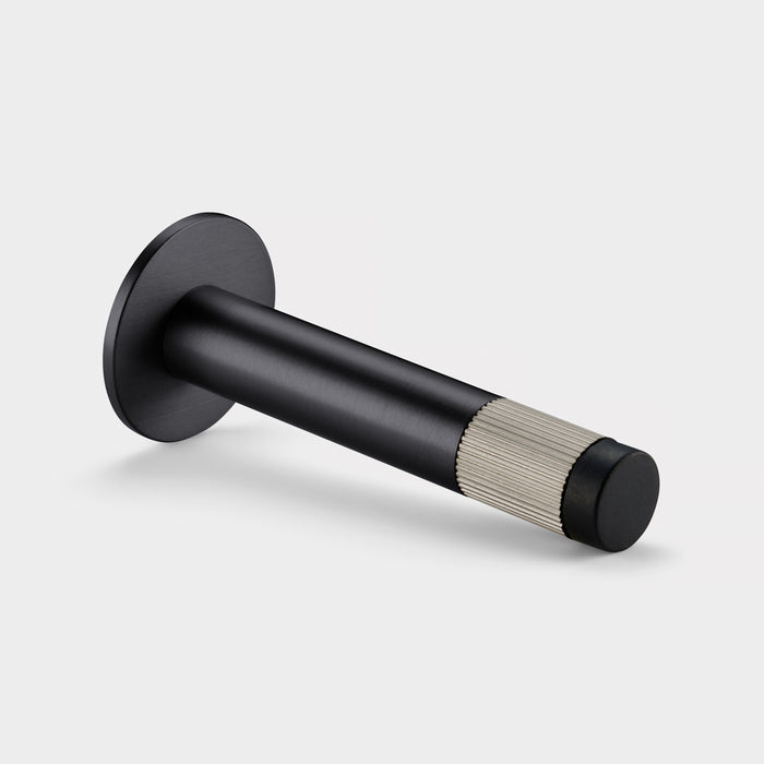 Black Linear Wall Mounted Door Stop in Silver
