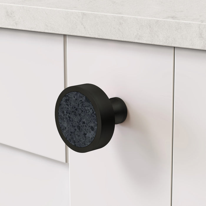 Black & Terrazzo Round Door Knobs in Black – product view 3