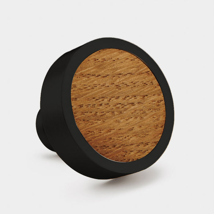 Black & Wood Round Door Knobs in Oak