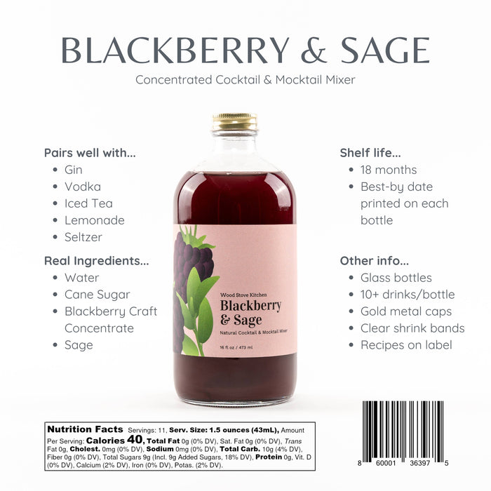 Blackberry & Sage- Cocktail Mixer, 16 fl oz