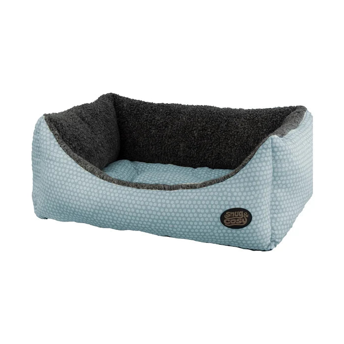 Blue Polka Dot Pet Bed: Cozy and Washable Box Bed for Dogs & Cats - Dog Beds & Box Beds for dogs Snug and Cosy Pets