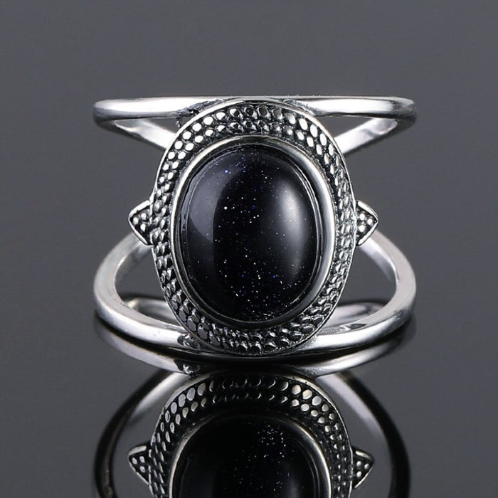 Boho Sterling Silver & Blue Sandstone Ring