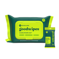 Goodwipes packaging with green and yellow design on a white background