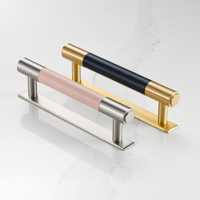 Brass Bar Handle With Backplate- Silver - Hole Centre 224mm – rear view