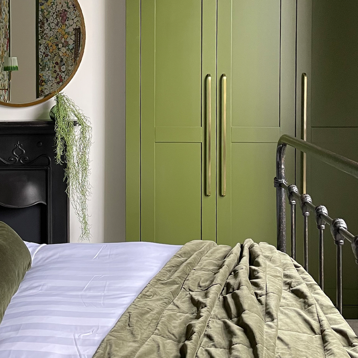 Brass Curved Cabinet Handles in Antique – product view 3