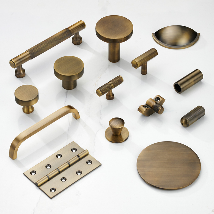 Brass Curved Cabinet Handles in Antique – product view 5