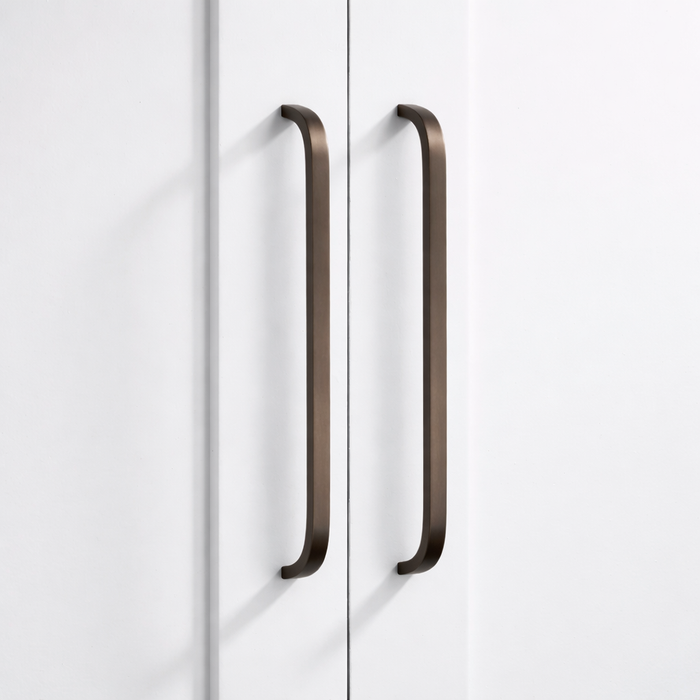 Brass Curved Cabinet Handles in Bronze - 448mm – installed view