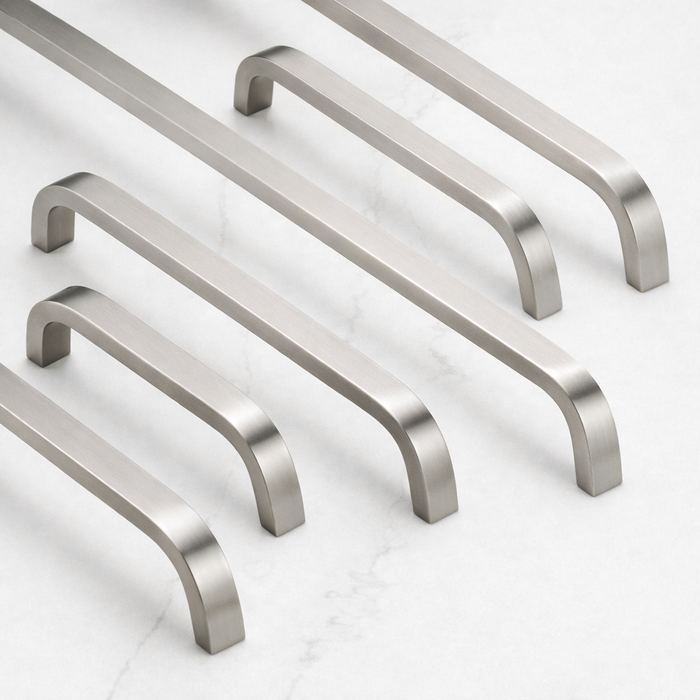 Brass Curved Cabinet Handles in Silver – product view 4