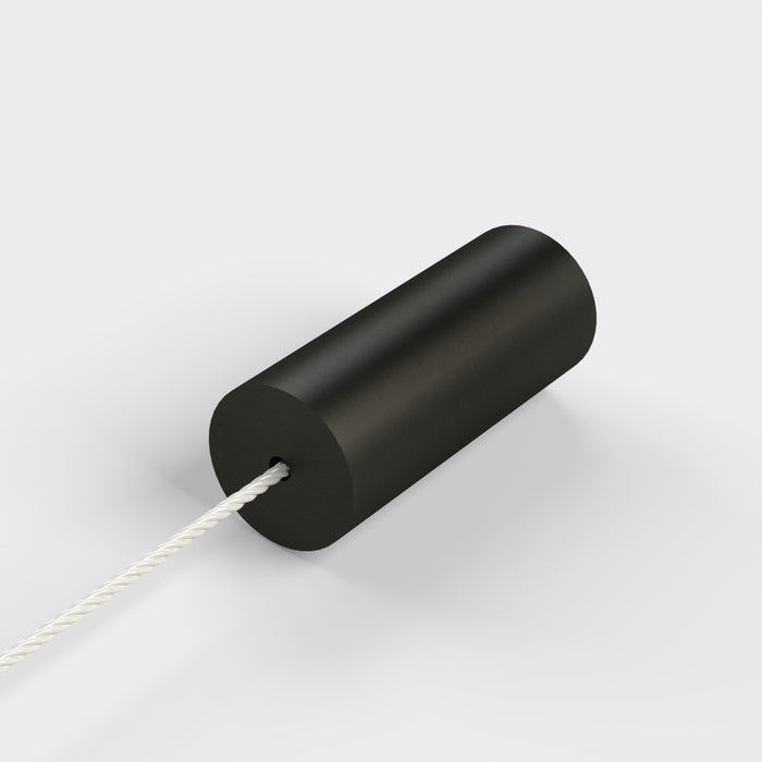 Brass Cylinder Pull Cord Light Switch in Black – product view 2