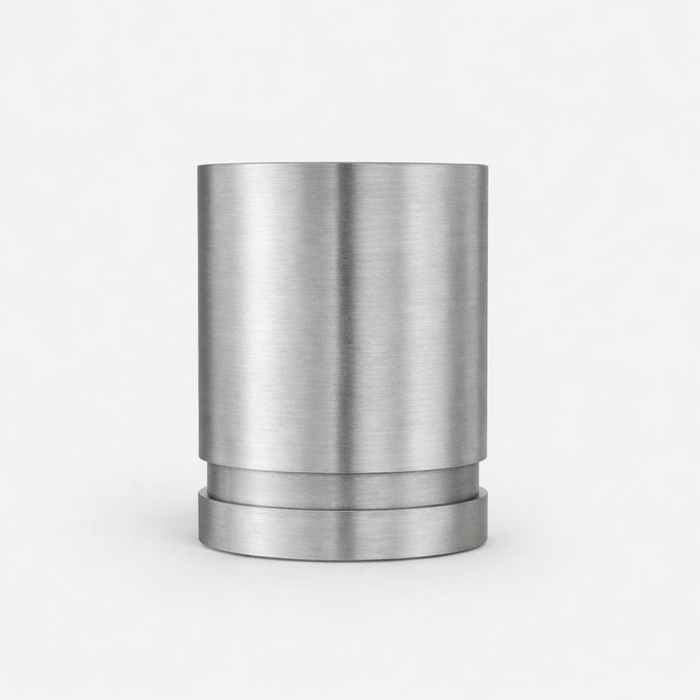 Brass Cylinder Pulls in Silver – side view