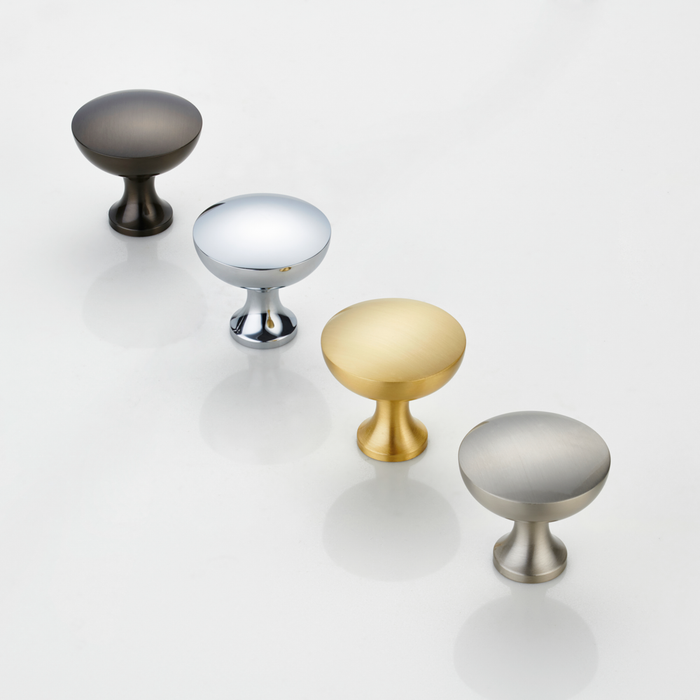 Brass Dome Door Knobs in Chrome – installed view