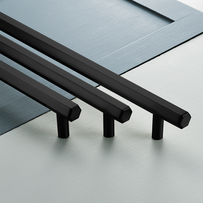 Brass Hexagonal Cabinet Handles in Black – product view 3