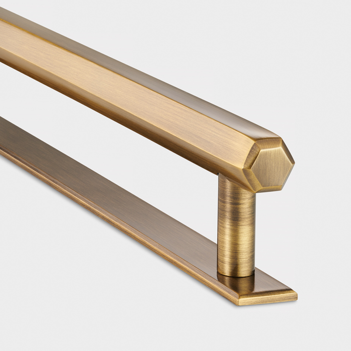 Brass Hexagonal Cabinet Handles With Backplate in Antique – rear view