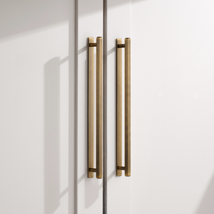 Brass Hexagonal Cabinet Handles With Backplate in Antique – rear view