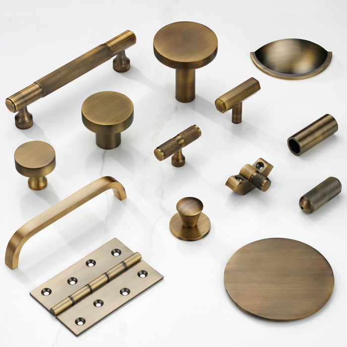 Brass Hexagonal Cabinet Handles With Backplate in Antique – rear view