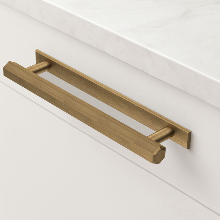 Brass Hexagonal Cabinet Handles With Backplate in Antique – rear view