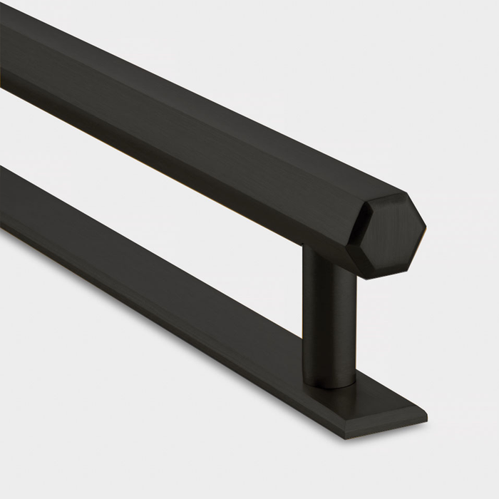 Brass Hexagonal Cabinet Handles With Backplate in Black – rear view
