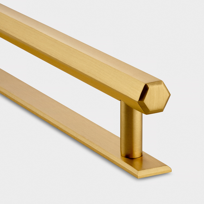 Brass Hexagonal Cabinet Handles With Backplate in Gold – rear view