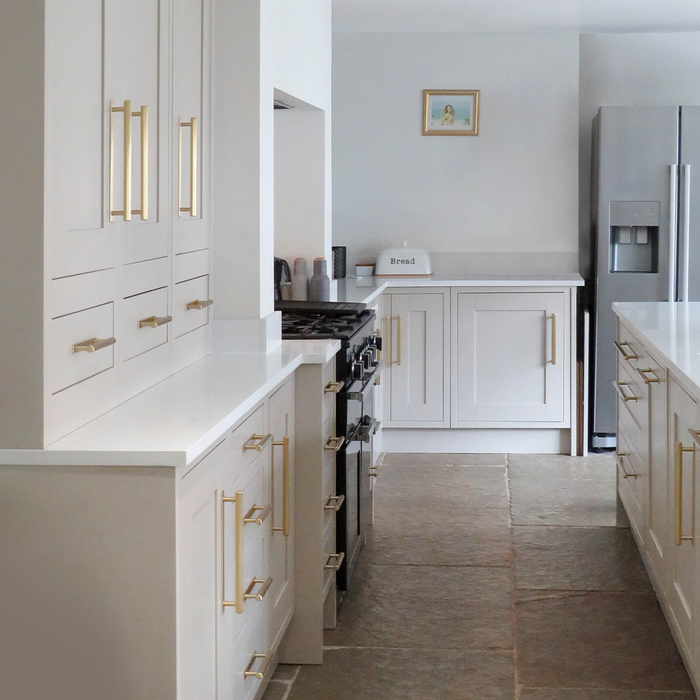 Brass Hexagonal Cabinet Handles With Backplate in Gold – rear view