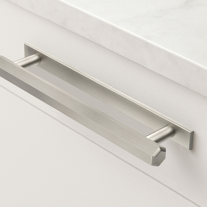 Brass Hexagonal Cabinet Handles With Backplate in Silver – rear view