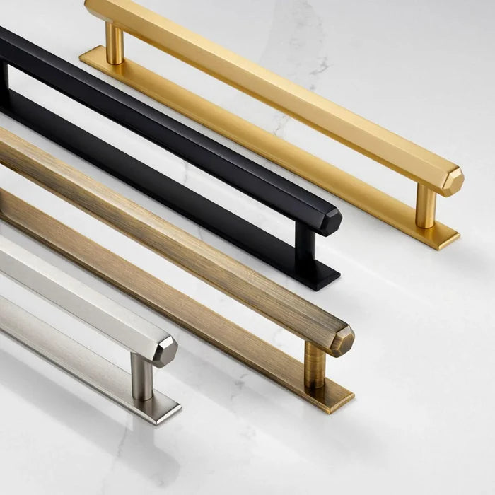 Brass Hexagonal Cabinet Handles With Backplate in Gold – product view 7