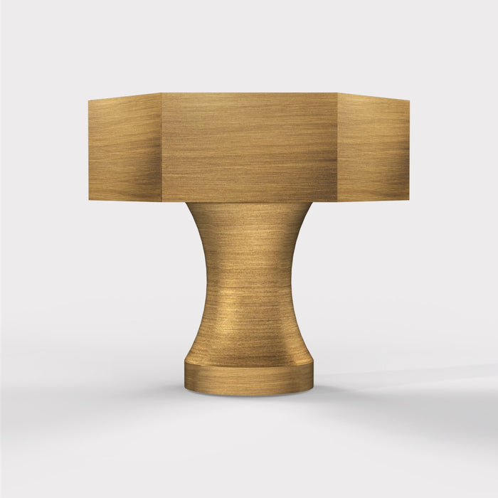 Brass Hexagonal Door Knobs in Antique – product view 3