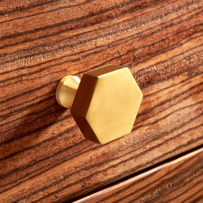 Brass Hexagonal Door Knobs in Gold – product view 2
