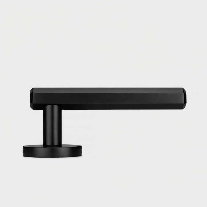 Brass Hexagonal Lever Door Handle in Black – product view 3