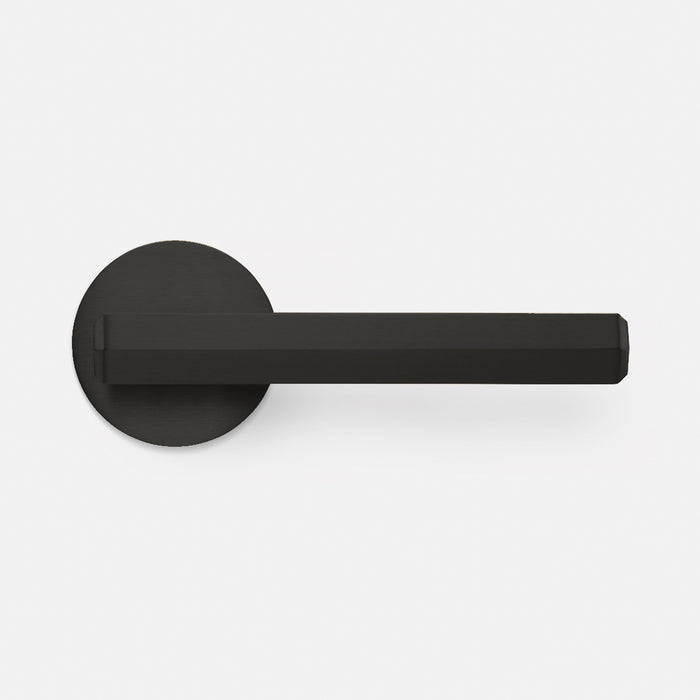Brass Hexagonal Lever Door Handle in Black – product view 4
