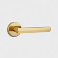 Brass Hexagonal Lever Door Handle in Gold