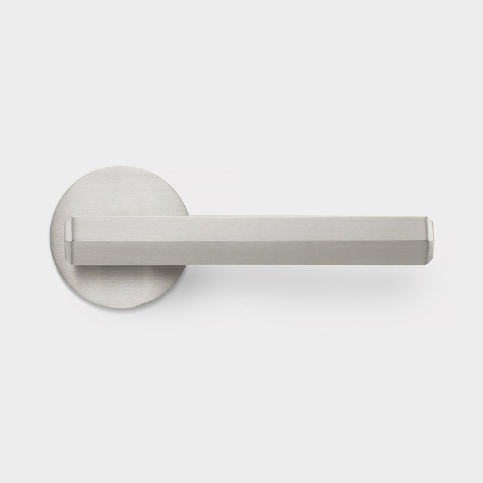Brass Hexagonal Lever Door Handle in Silver – product view 3