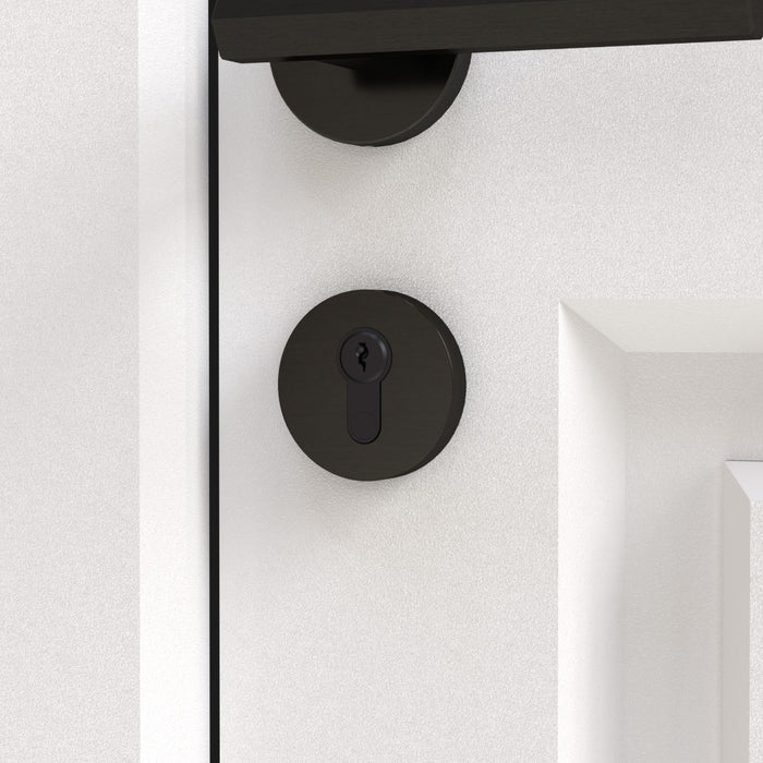 Brass Keyhole Cover: Key Escutcheon Plate Set in Black – product view 3