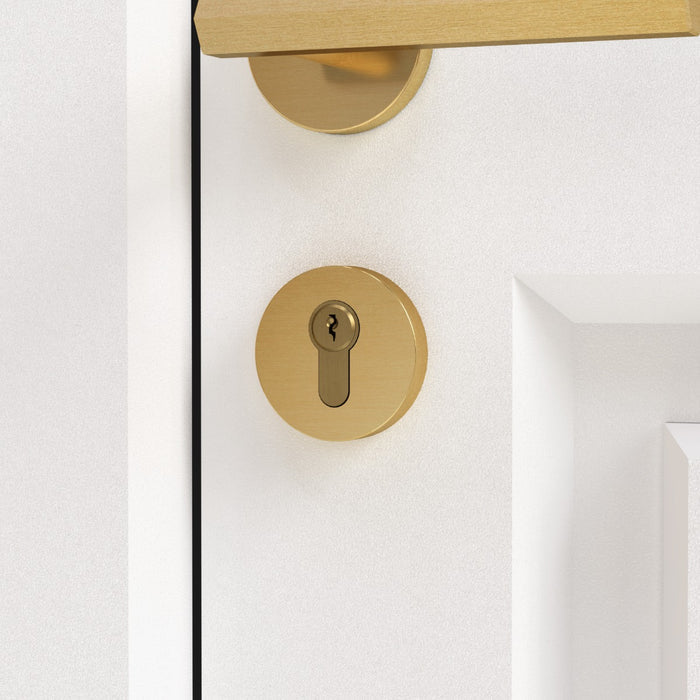 Brass Keyhole Cover: Key Escutcheon Plate Set in Gold – product view 3