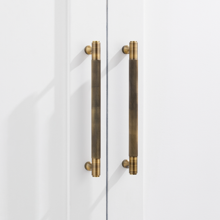 Brass Knurled Cabinet Handles in Antique – product view 2