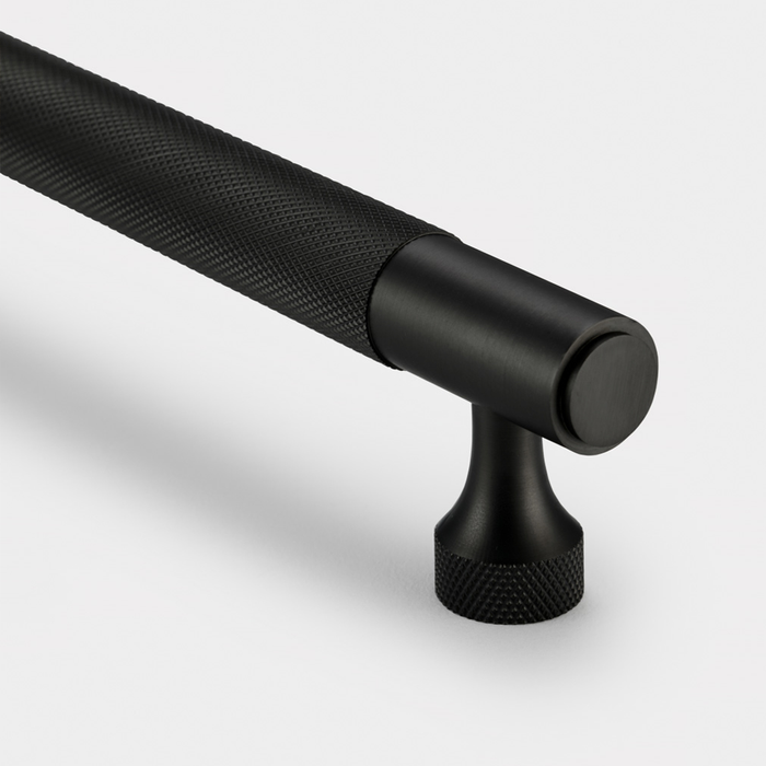 Brass Knurled Cabinet Handles in Black