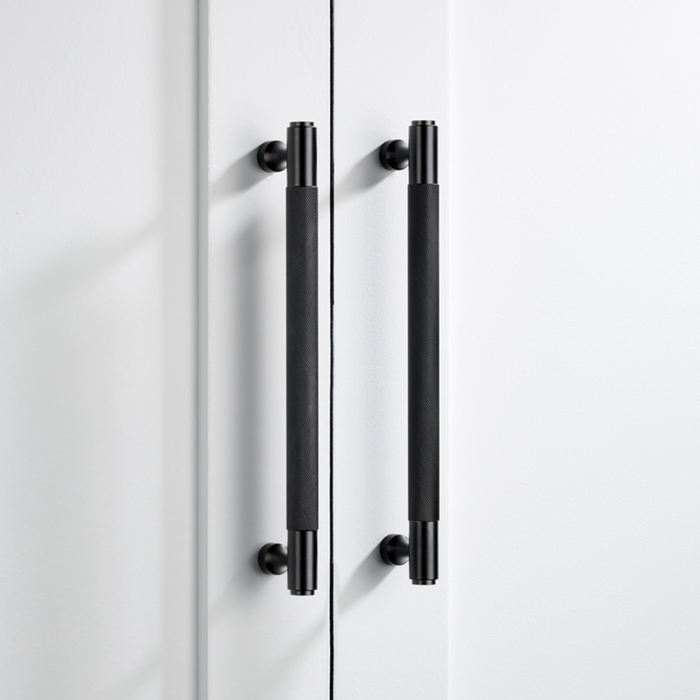Brass Knurled Cabinet Handles in Black – product view 2