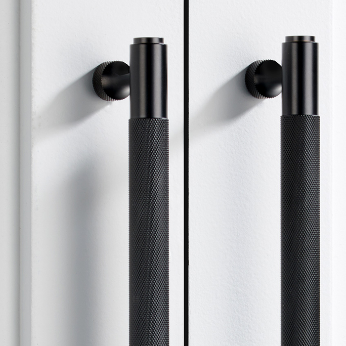 Brass Knurled Cabinet Handles in Black – product view 3