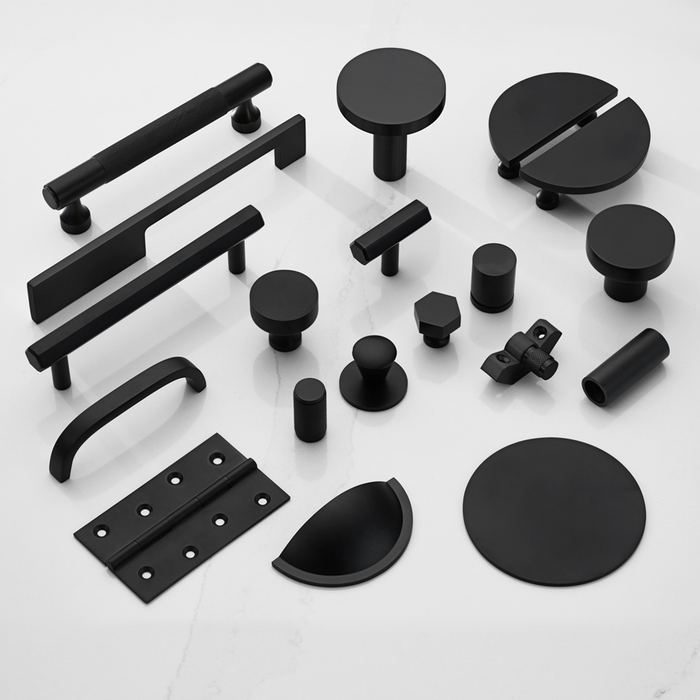 Brass Knurled Cabinet Handles in Black – product view 4