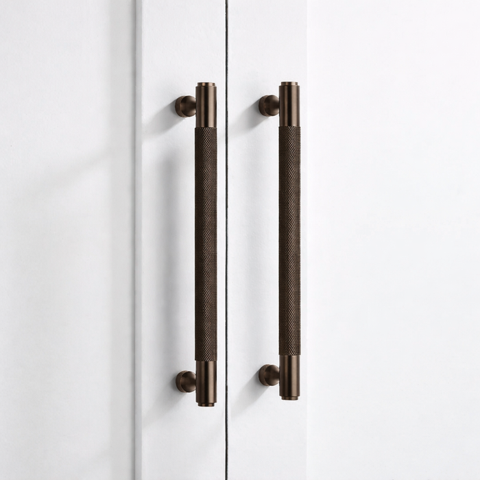 Brass Knurled Cabinet Handles in Bronze – installed view
