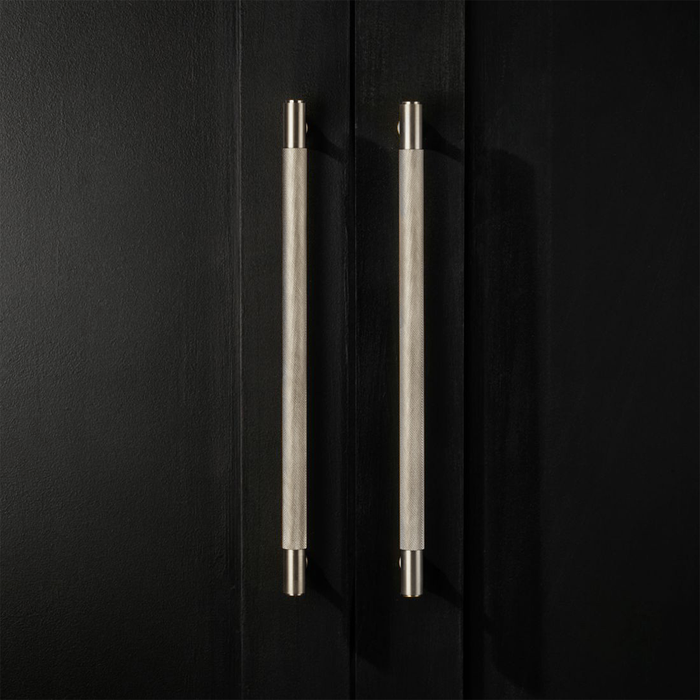 Brass Knurled Cabinet Handles in Silver – product view 2