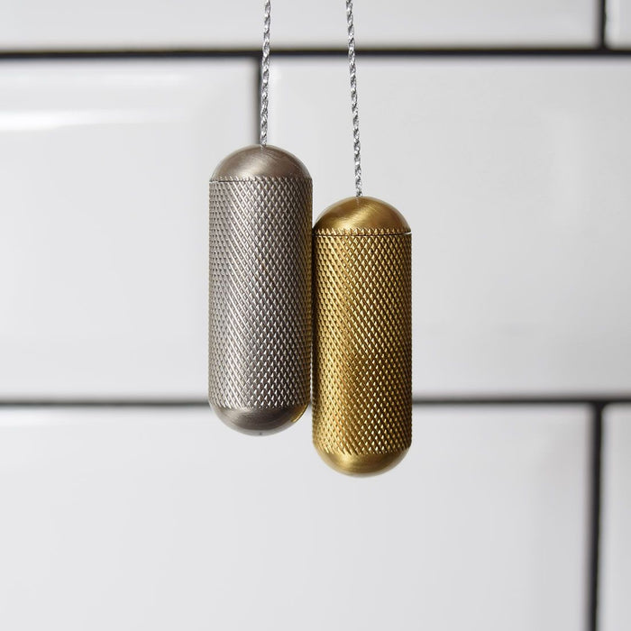 Brass Knurled Cylinder Pull Cord Light Switch in Gold – product view 2