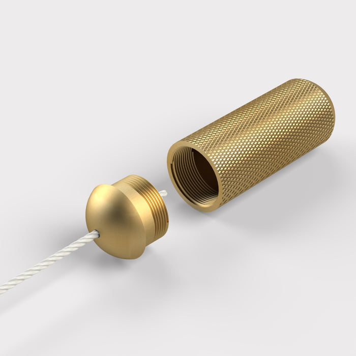 Brass Knurled Cylinder Pull Cord Light Switch in Gold – product view 3