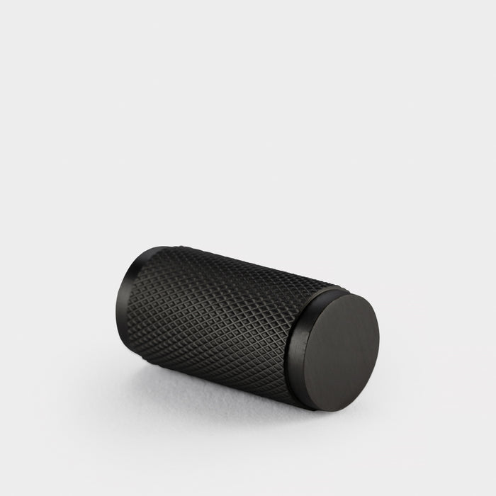 Brass Knurled Cylinder Pulls in Black